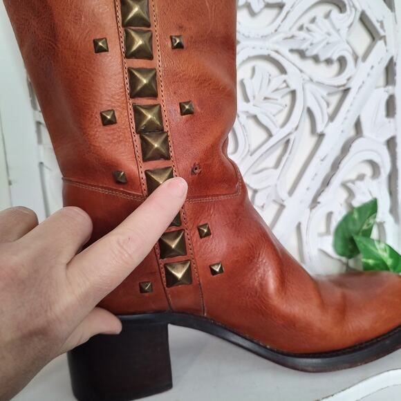 Free Lance Studded Brown/Tan Leather Boots Size 38 - Picture 15 of 15